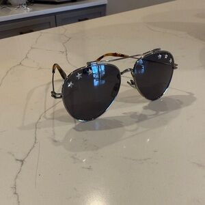 Givenchy Silver Aviator Sunglasses with Star Accents